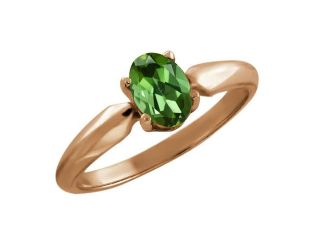 0.85 Ct Oval Green Tourmaline Rose Gold Plated Sterling Silver Ring