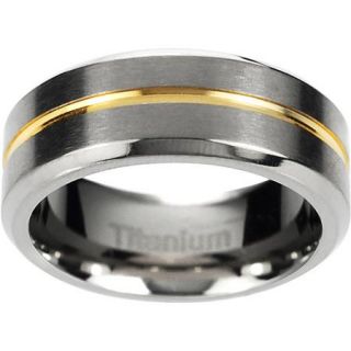 Daxx Men's Titanium Two Toned Grooved Center Beveled Edge Ring