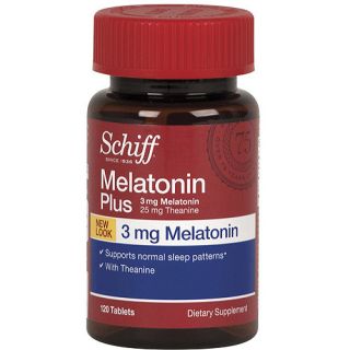 Schiff Melatonin Plus Sleep Aid Supplement with Melatonin 3 mg and Theanine 25 mg, 120 Count