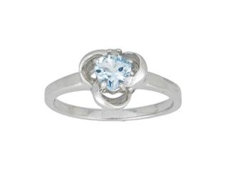 0.50 Ct Genuine Aquamarine & Diamond Heart Ring .925 Sterling Silver Rhodium