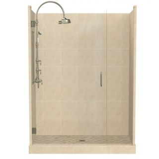 American Bath Factory Panel Medium Fiberglass and Plastic Composite Wall and Floor Alcove Shower Kit (Actual 86 in x 32 in x 60 in)