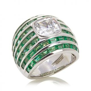 Jean Dousset 8.04ct Absolute™ and Simulated Emerald Sterling Silver Ring   7839205