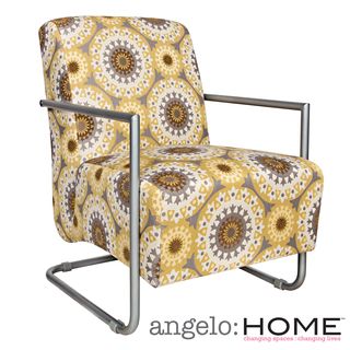 angeloHOME Roscoe Chair in Golden Yellow Garden Wheel with Silver