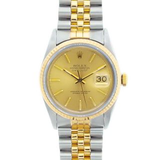 Pre owned Rolex Datejust Mens Two tone Champagne Dial Watch