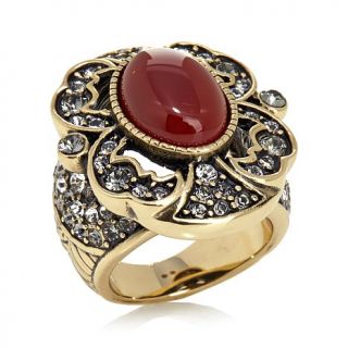 Heidi Daus "Victorian Beauty" Carnelian and Crystal Accented Ring   7569250