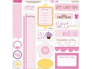 Bella Blvd BGST 410 Baby Girl Cardstock Stickers 12 in. x 12 in. Just Write Journaling