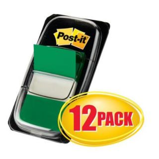 3M Post It 1 in. x 1.7 in. Green Flags Value Pack (50 per Dispenser) (4 Packs of 12 Dispensers) 680 GN12