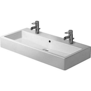 Duravit 39.375 inch Vero White Washbasin with Overflow and 2 Tap Holes