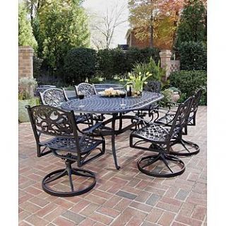 Home Styles Biscayne Black 7PC Dining Set with Swivel Chairs