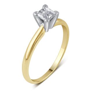 Cttw. Certified Princess Cut 14K Yellow Gold Diamond Engagement