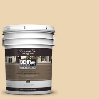 BEHR Premium Plus Ultra 5 gal. #340E 3 Bavarian Cream Flat Exterior Paint 485005