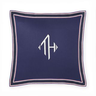 Monogram Grosgrain Flance Decorative Cotton Throw Pillow by Tommy