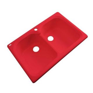 Thermocast Hartford Drop in Acrylic 33x22x9 in. 1 Hole Double Bowl Kitchen Sink in Red 44164