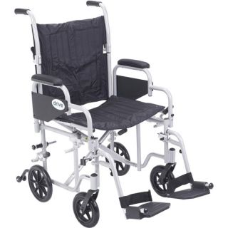 Drive Medical Poly Fly Light Weight Transport Chair Wheelchair with Swing away Footrests, 20" Seat