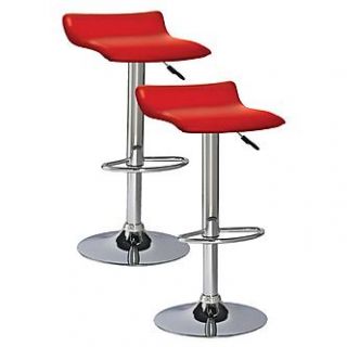 Leick Furniture Leick Red Adjustable Height Swivel Bar Stool Set of 2