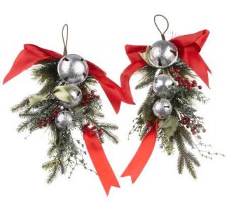Set of 2 Silver Bells Swags by Valerie —
