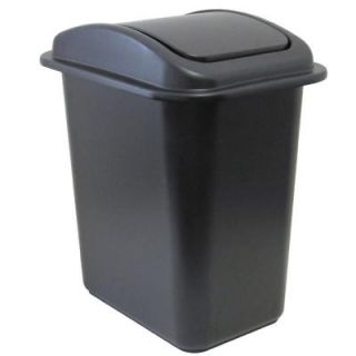United Solutions 28 Qt. Black Wastebasket with Universal Lid WB8234