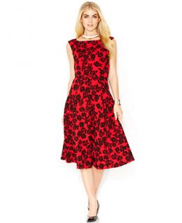 Betsey Johnson Textured Rose Print Midi Dress   Dresses   Women   