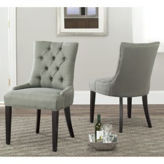 Safavieh Abby Grey Linen Nailhead Side Chairs (Set of 2)   14330185