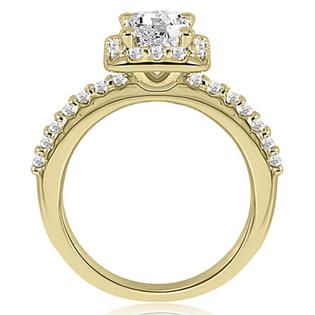 AMCOR   1.59 cttw. 14K Yellow Gold Emerald Cut Halo Diamond Bridal Set