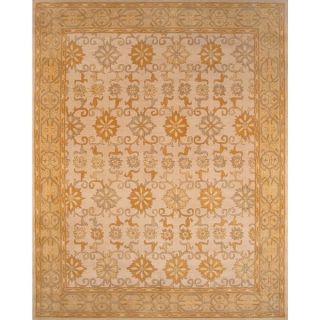 ABC Accents Floral Art Beige Gold Wool Rug (8 x 10)   17651921