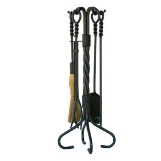UniFlame Old World Iron 5 Piece Fireplace Tool Set with Twist Base F 1179
