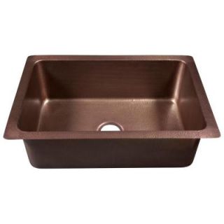 SINKOLOGY O'Keefe Undermount Handmade Pure Solid Copper 30 in. 0 Hole Single Bowl Kitchen Sink in Antique Copper K1U 3020ND