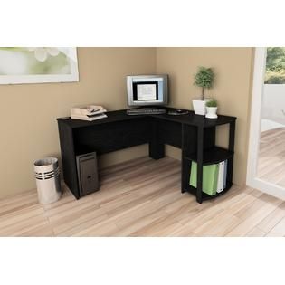 Dorel Home Furnishings L Shaped Desk with 2 Shelves Multiple Colors