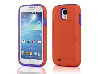 Credit Card Hard Shell Stand Combo Case Cover For Samsung Galaxy S4 I9500 Orange