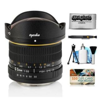 Opteka 6.5mm f/3.5 HD Fisheye Lens with Removable Hood and Cleaning Bundle for Sony Alpha A99, A77, A65, A58, A57, A55, A37, A35, A33, A900, A700, A580, A560, A550, A390 and A380 Digital SLR Cameras