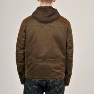 Mens Brown Antiqued Cotton Hooded Jacket   13922929  