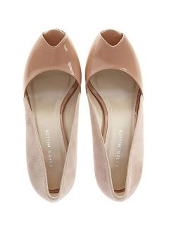 Karen Millen Suede and patent peep Nude