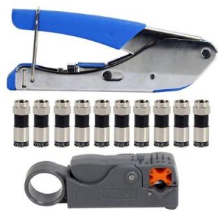 PerfectVision 7 3/4 in. Coaxial Cable Install Kit with 10 Connectors, 1 Prep Tool and 1 Compression Tool 050005