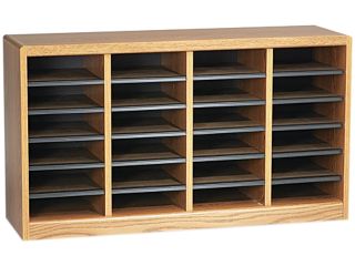 Safco 9311MO Wood/Fiberboard E Z Stor Sorter, 24 Sections, 40 x 11 3/4 x 23, Medium Oak