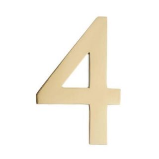 Architectural Mailboxes 4 In. Polished Brass Floating House Number 4 3582PB 4