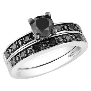 CT.T.W. Black Diamond Bridal Set Ring in Sterling Silver