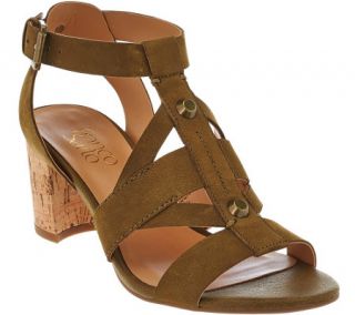 Franco Sarto Leather Multi strap Sandals w/ Cork Heel   Paloma —
