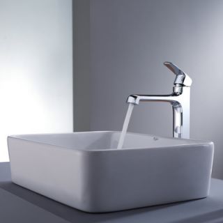 Kraus Decorum Rectangular Ceramic Bathroom Sink and Faucet   C KCV 121