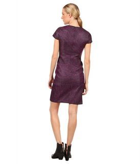 tibi cobra jacquard seamed dress w leather binding purple multi