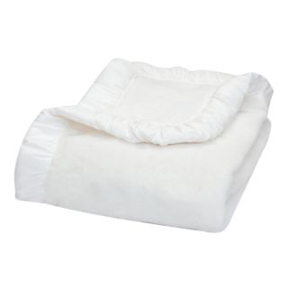 Trend Lab Marshmallow White Velour and Rouched Satin Receiving Blanket
