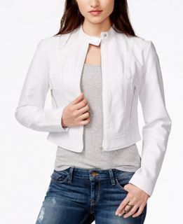 GUESS Natalie Perforated Faux Leather Moto Jacket   Jackets & Blazers
