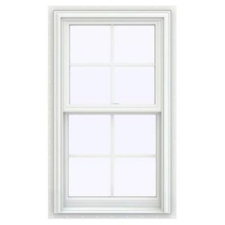 JELD WEN 23.5 in. x 47.5 in. V 2500 Series Double Hung Vinyl Window with Grids   White THDJW144400971