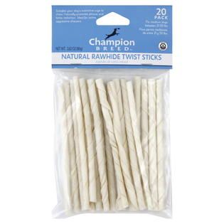 Champion Breed Rawhide Twist Sticks, Natural, 20 pack [2.82 oz (80 g)]