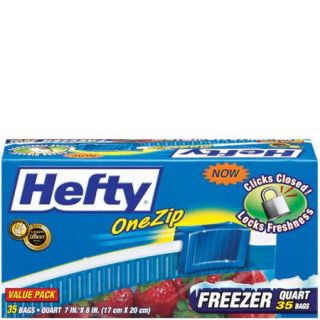 Hefty OneZip Quart Size Value Pack Freezer Bags, 35 ct