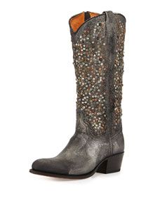 Frye Deborah Studded Vintage Leather Boot, Gray