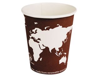 Eco Products EPBHC8WA World Art Renewable Resource Compostable Hot Drink Cups, 8 oz, Plum, 1000/Carton