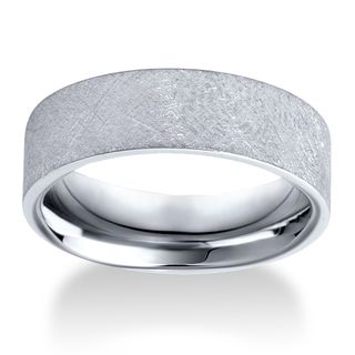 14k White Gold Mens Brushed Wedding Band   13841934  