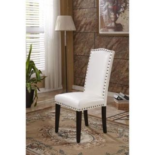 Classic Faux Leather Parson Chairs with nailhead trim Set of 2 (More Colors) Espresso Parson Chairs (Set of 2)