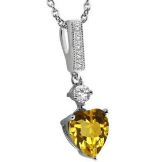 1.76 Ct Heart Shape Yellow Citrine 925 Sterling Silver Pendant