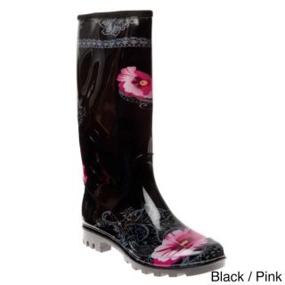 Henry Ferrera Womens Victorian Floral Printed Rain Boots  